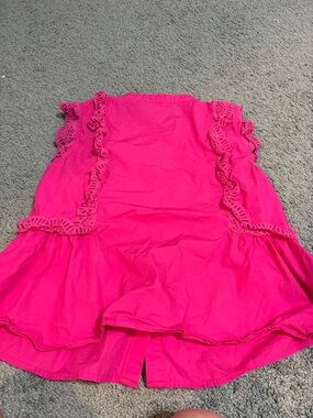 Umgee Hot Pink Sleeveless Top with Decorative Trim